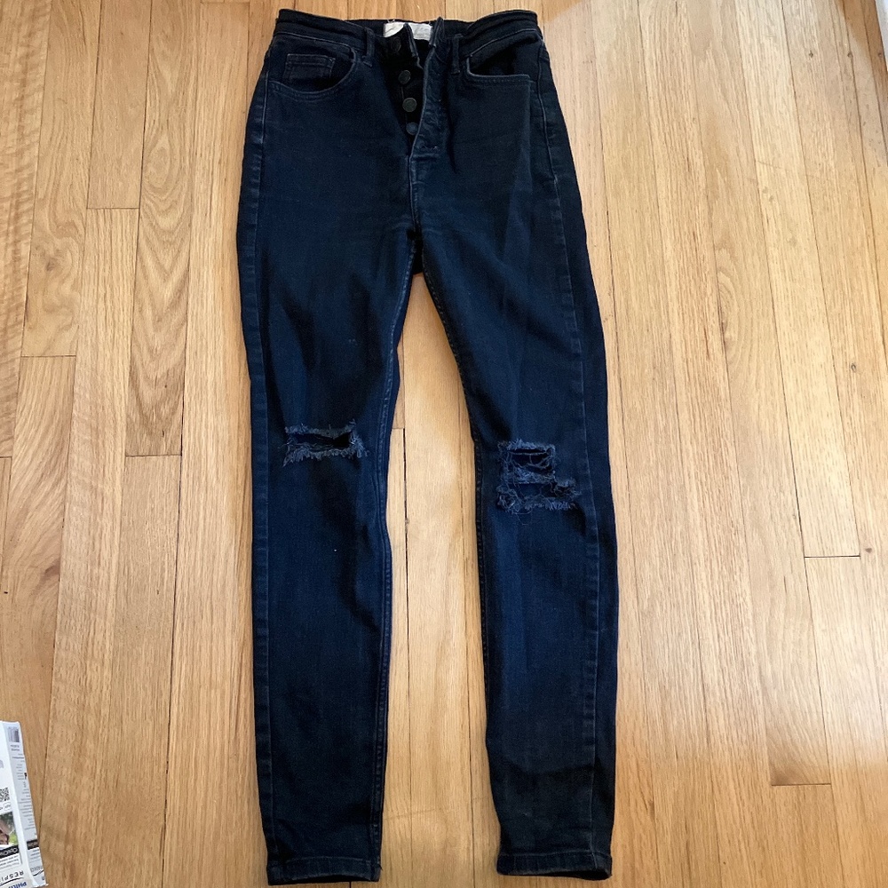 27 We The Free black denim ripped high-waisted jeans
